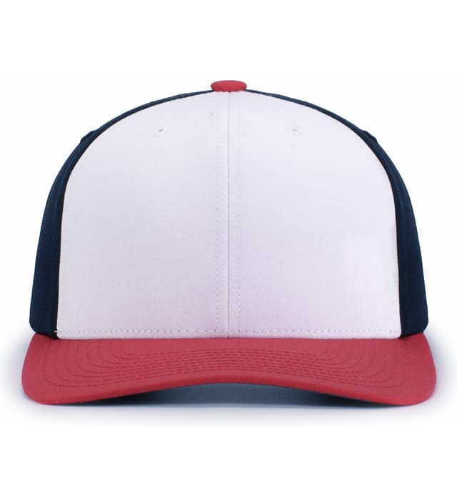 Pacific Headwear team snapback cap in White / Navy / Red