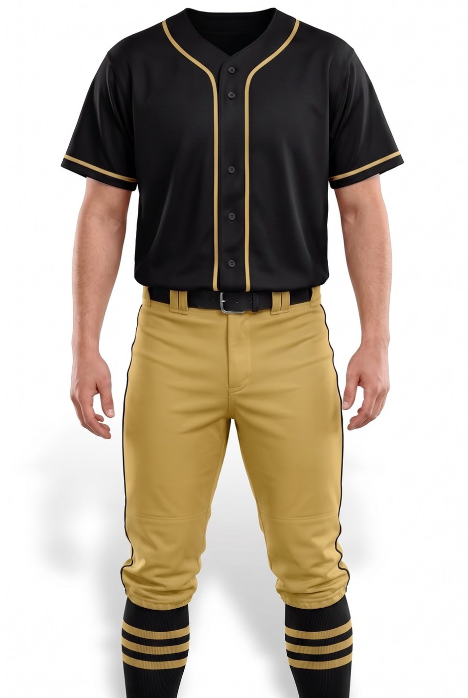 The same baseball uniform design in the catalog black and white colorway