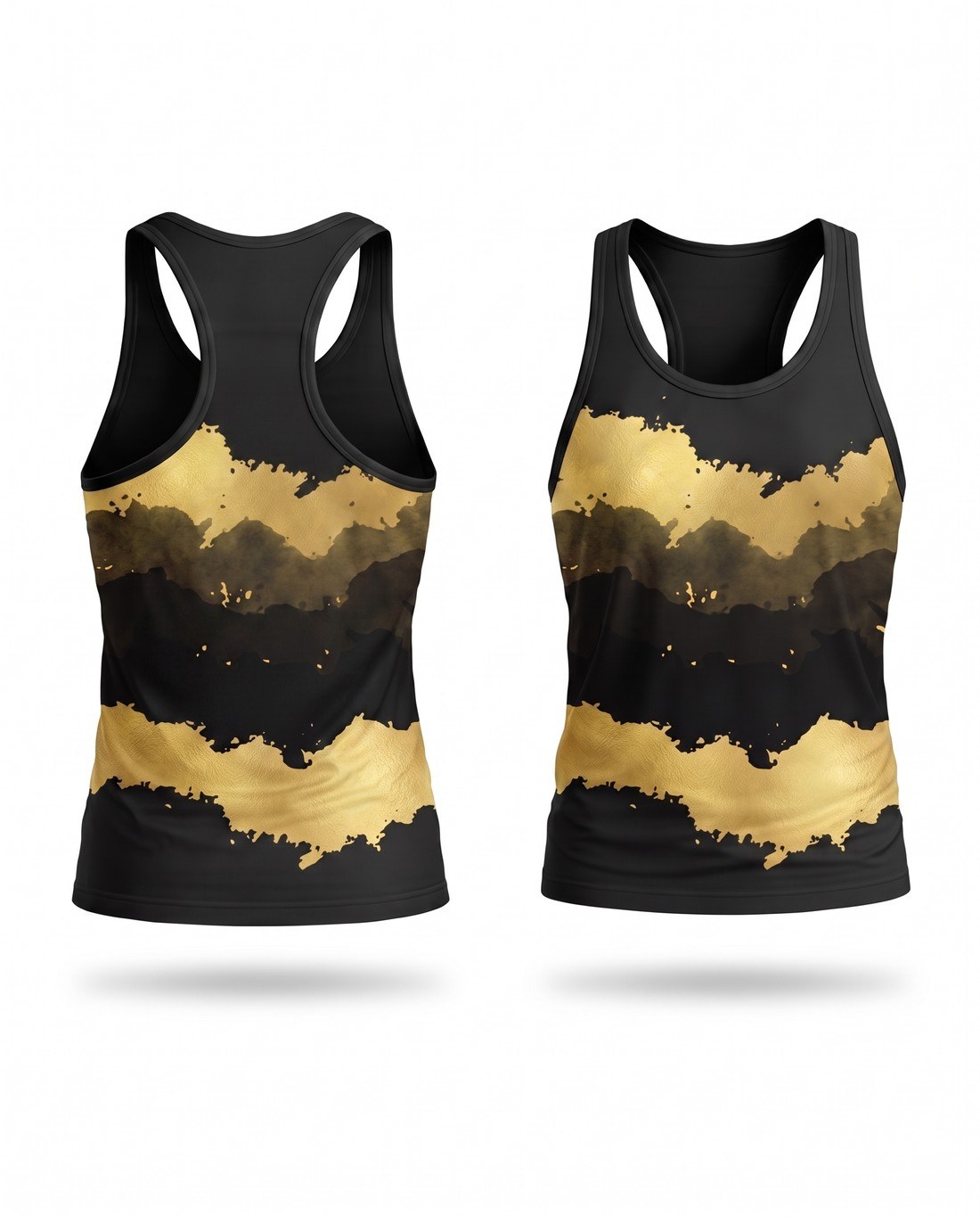 Two athletes in black and neon-yellow Top Notch Sports custom tank tops